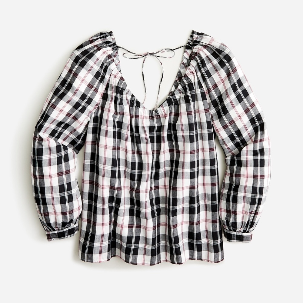 J. CREW V-neck top in Friday plaid